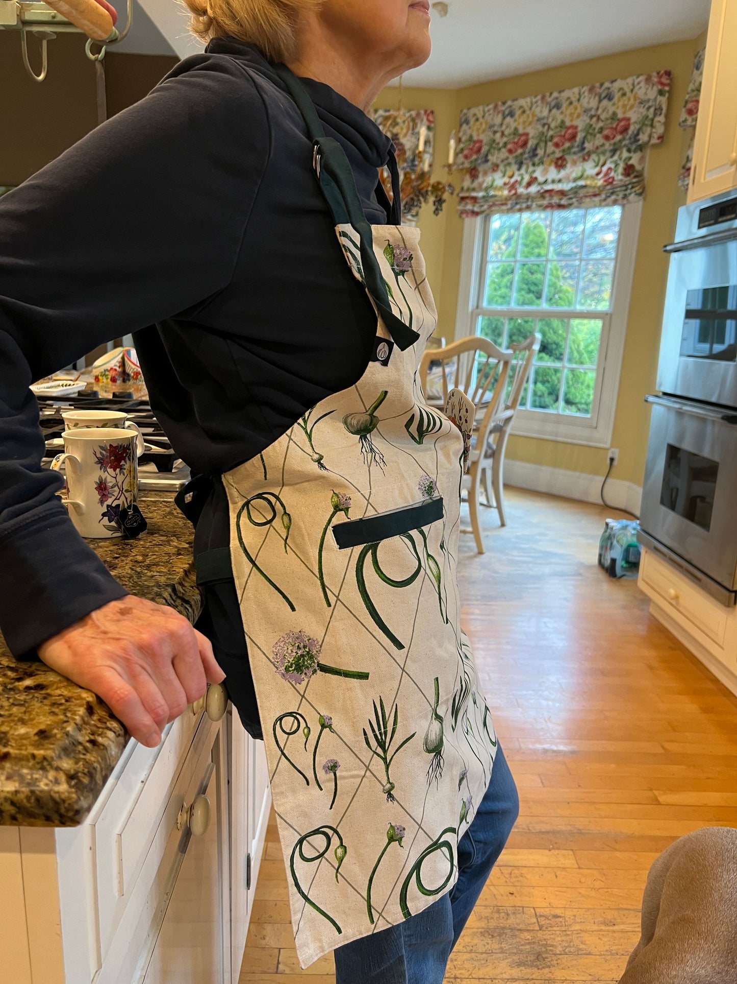 Green Garlic Scape Print Apron