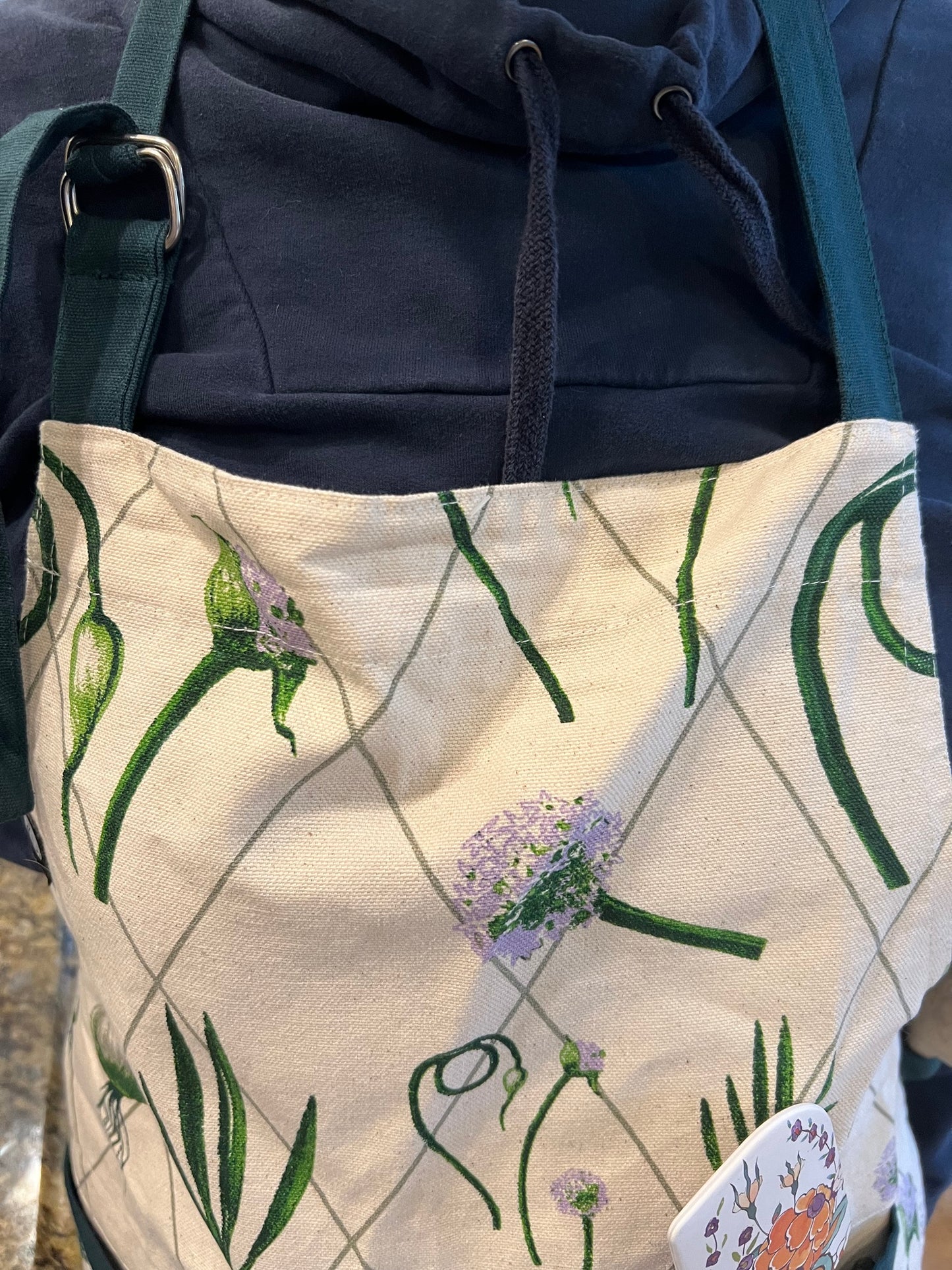 Green Garlic Scape Print Apron