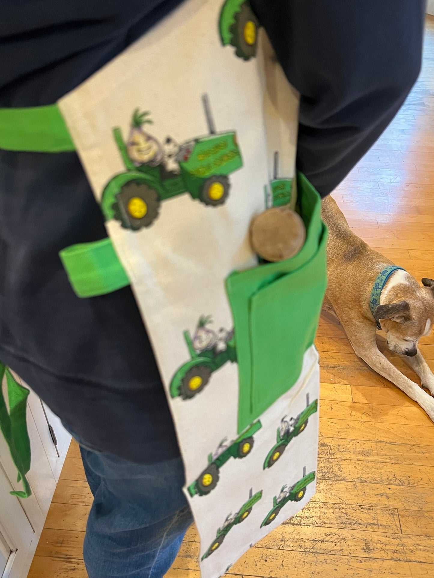 Green Tractor Print Apron