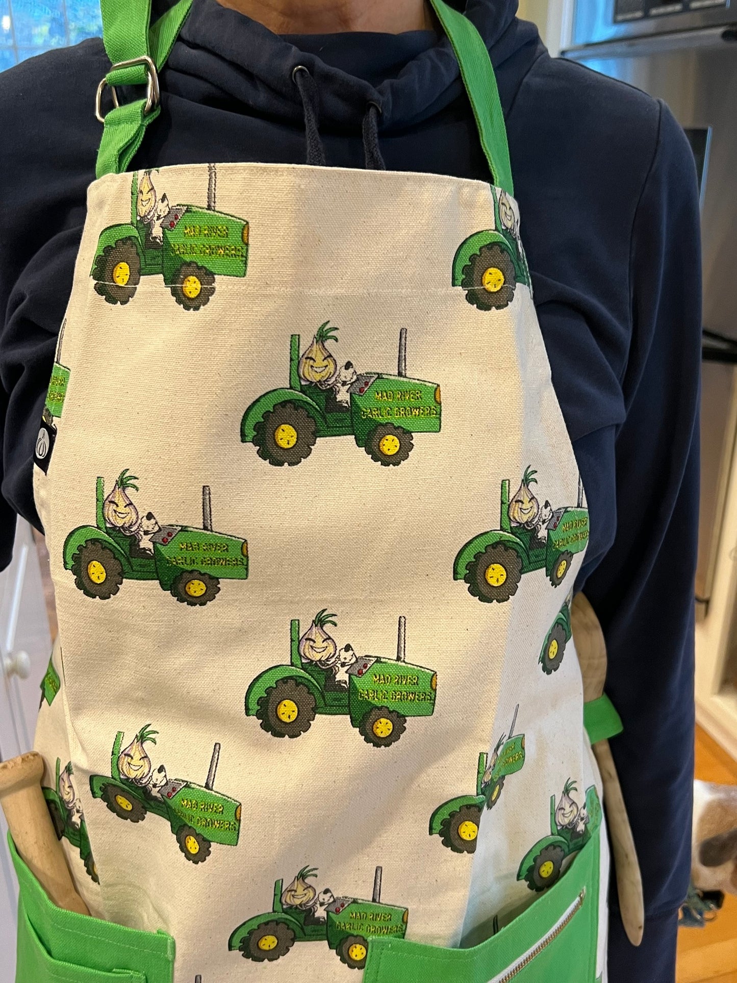 Green Tractor Print Apron