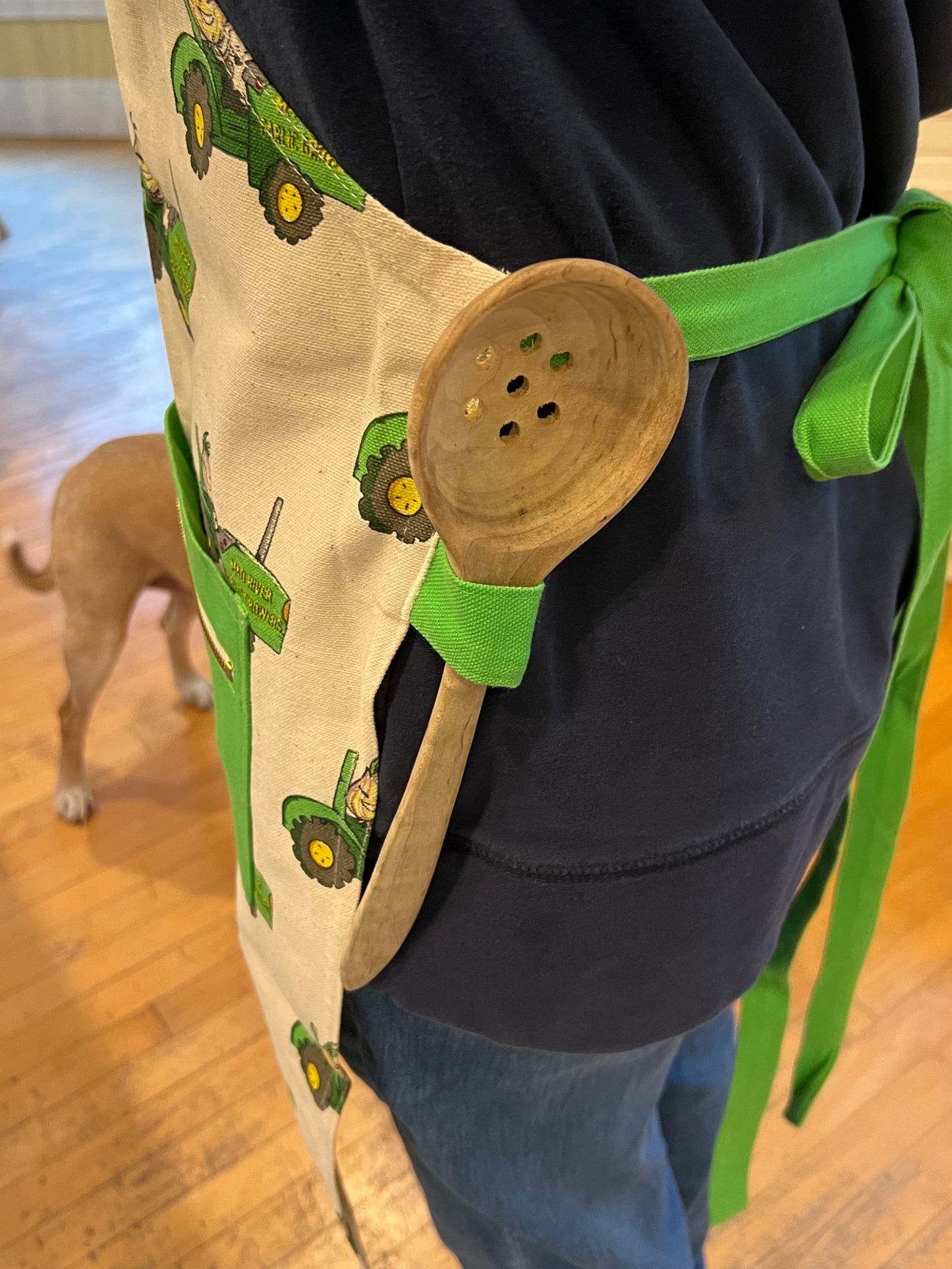 Green Tractor Print Apron