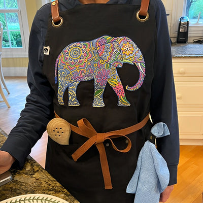 Embroidery Elephant Apron