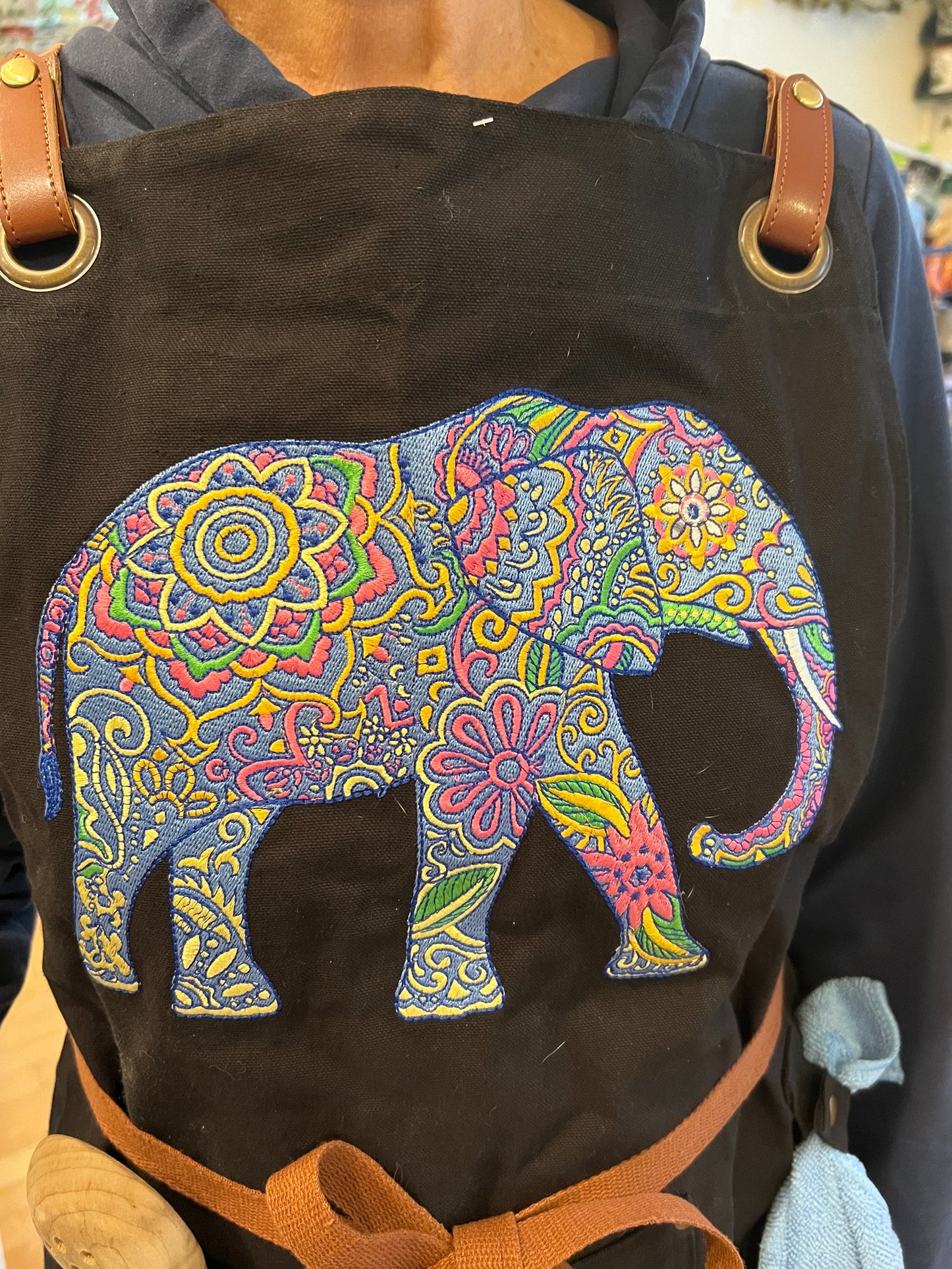 Embroidery Elephant Apron