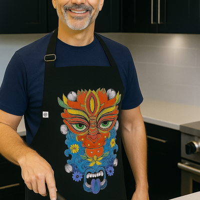 Hippies Face Print Apron