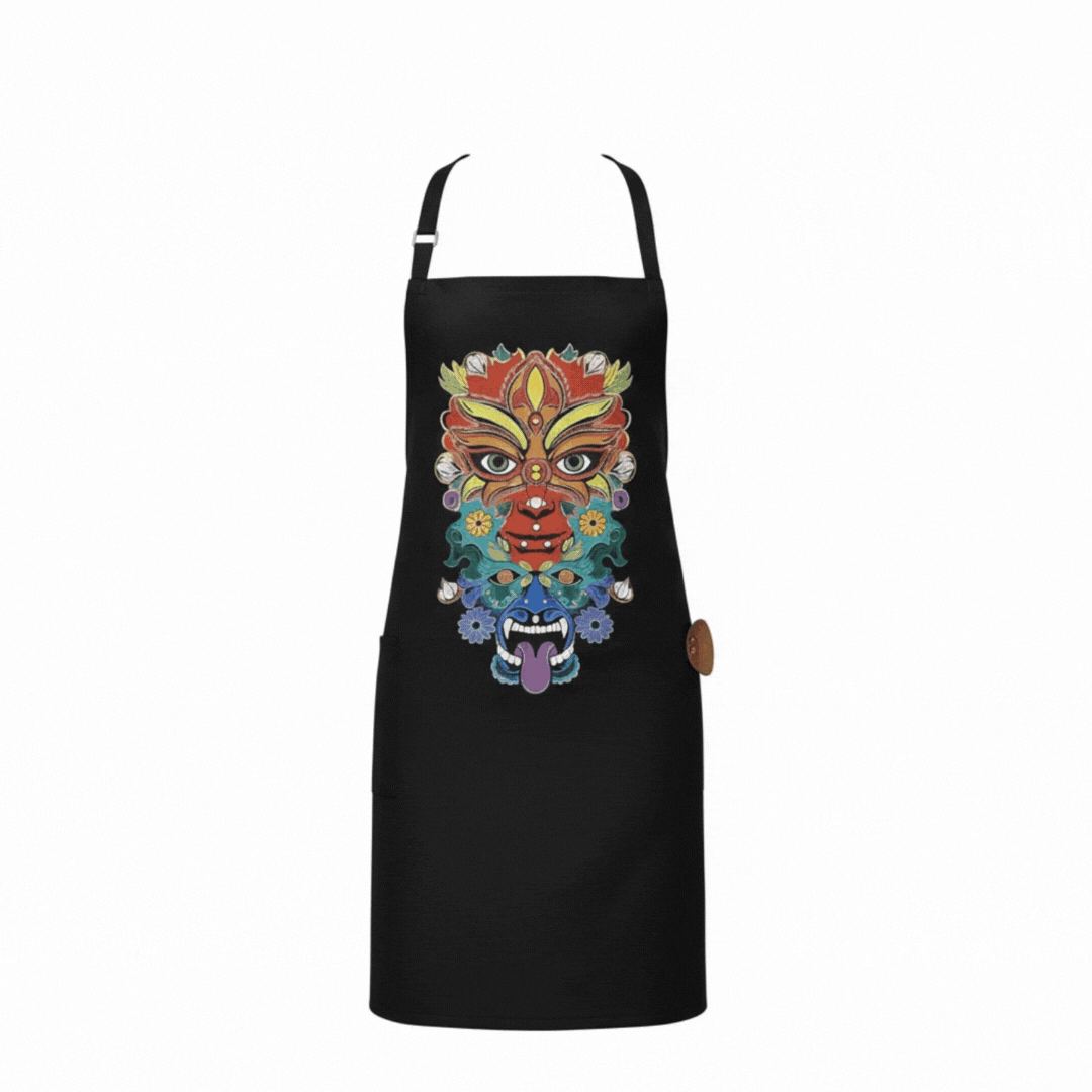 Hippies Face Print Apron