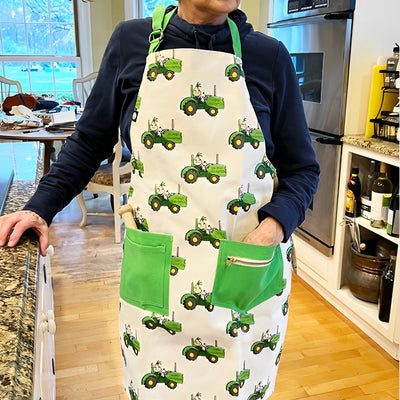 Green Tractor Print Apron