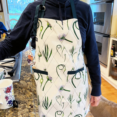 Green Garlic Scape Print Apron