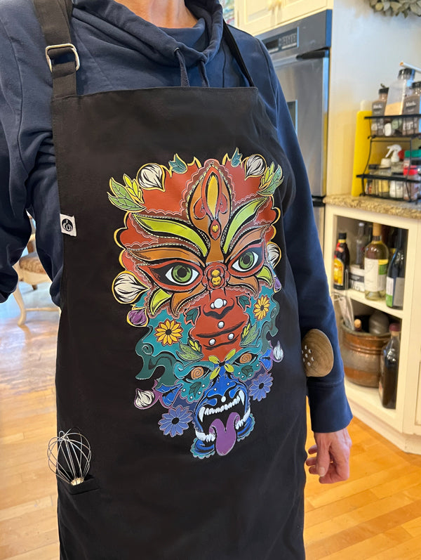 Hippies Face Print Apron